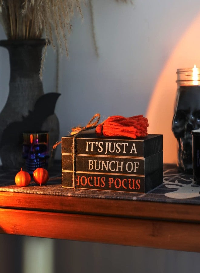 KORMMCO Halloween Wood Book Stack, Hocus Pocus Mini Faux Books Bundle, Halloween Tiered Tray Decor for Home Table Mantle Shelf - Image 5